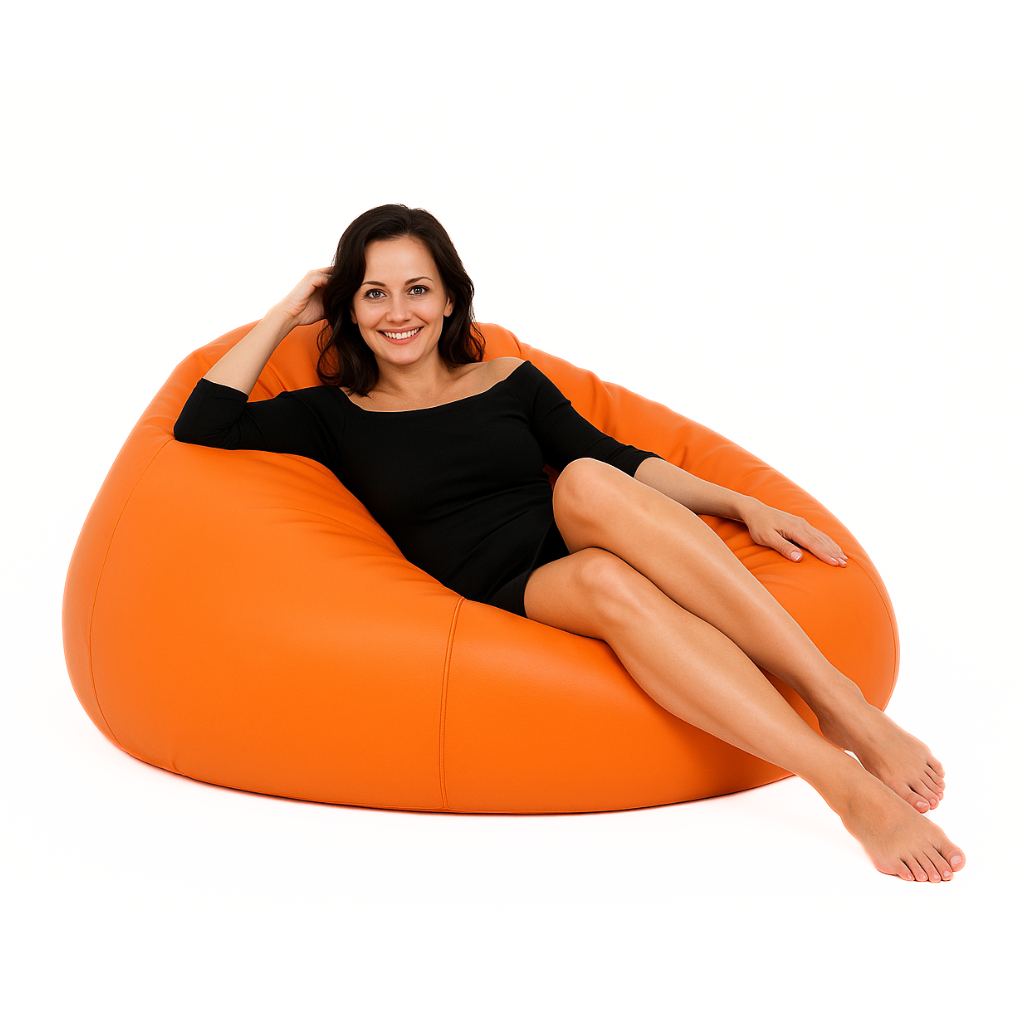 EMI óriás golyó alakú narancssárga műbőr babzsákfotel